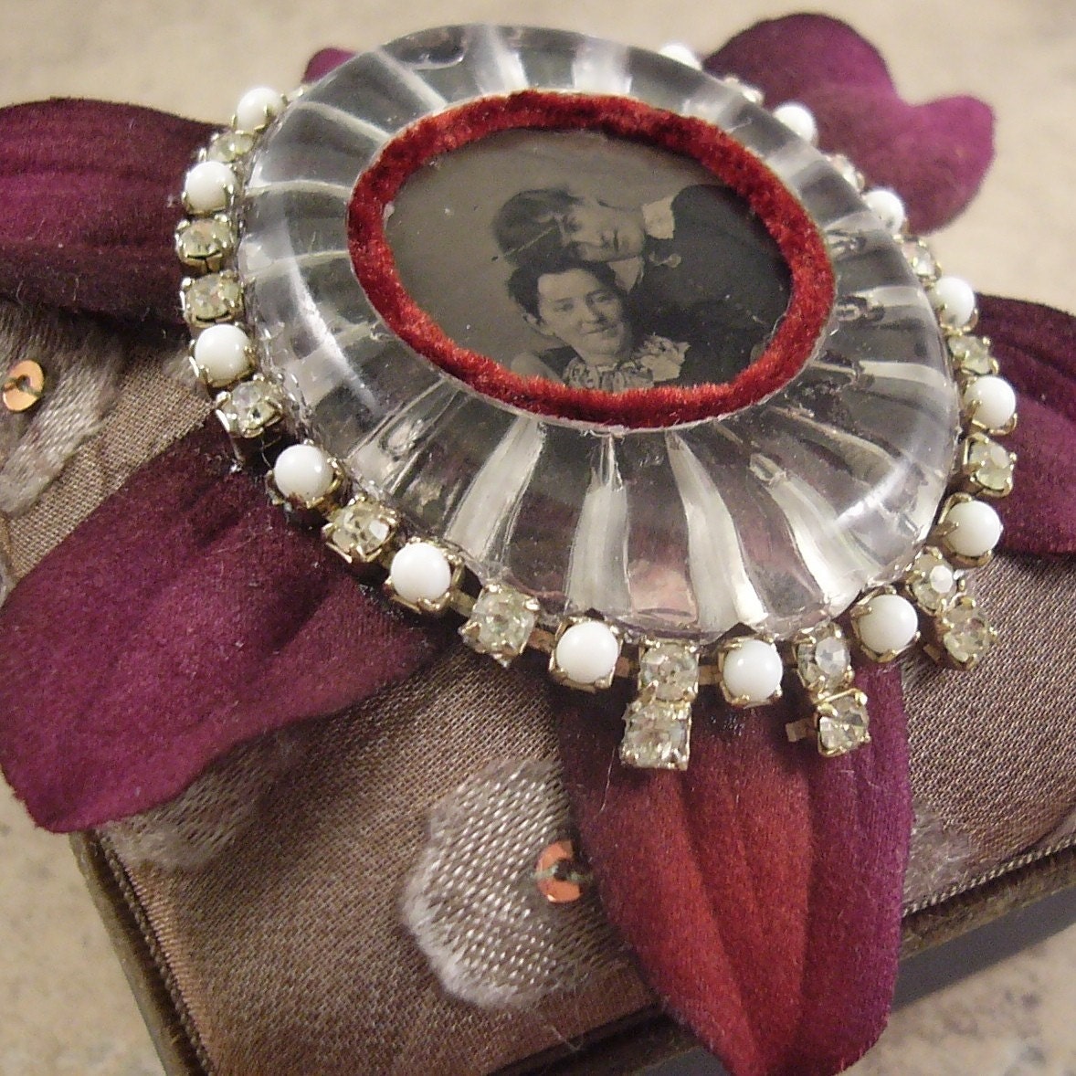 Ultra Special Sisters Tin Type Jewelry Treasure Box- Altered Art One of a Kind