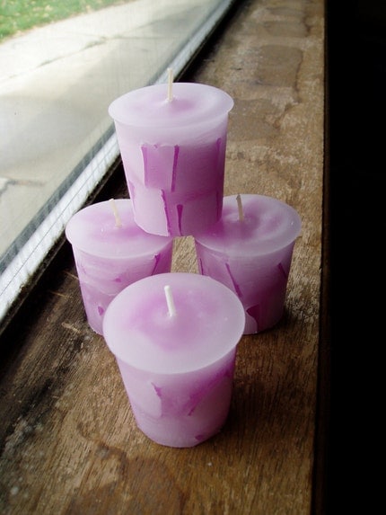 purple love spell chunk votive candle