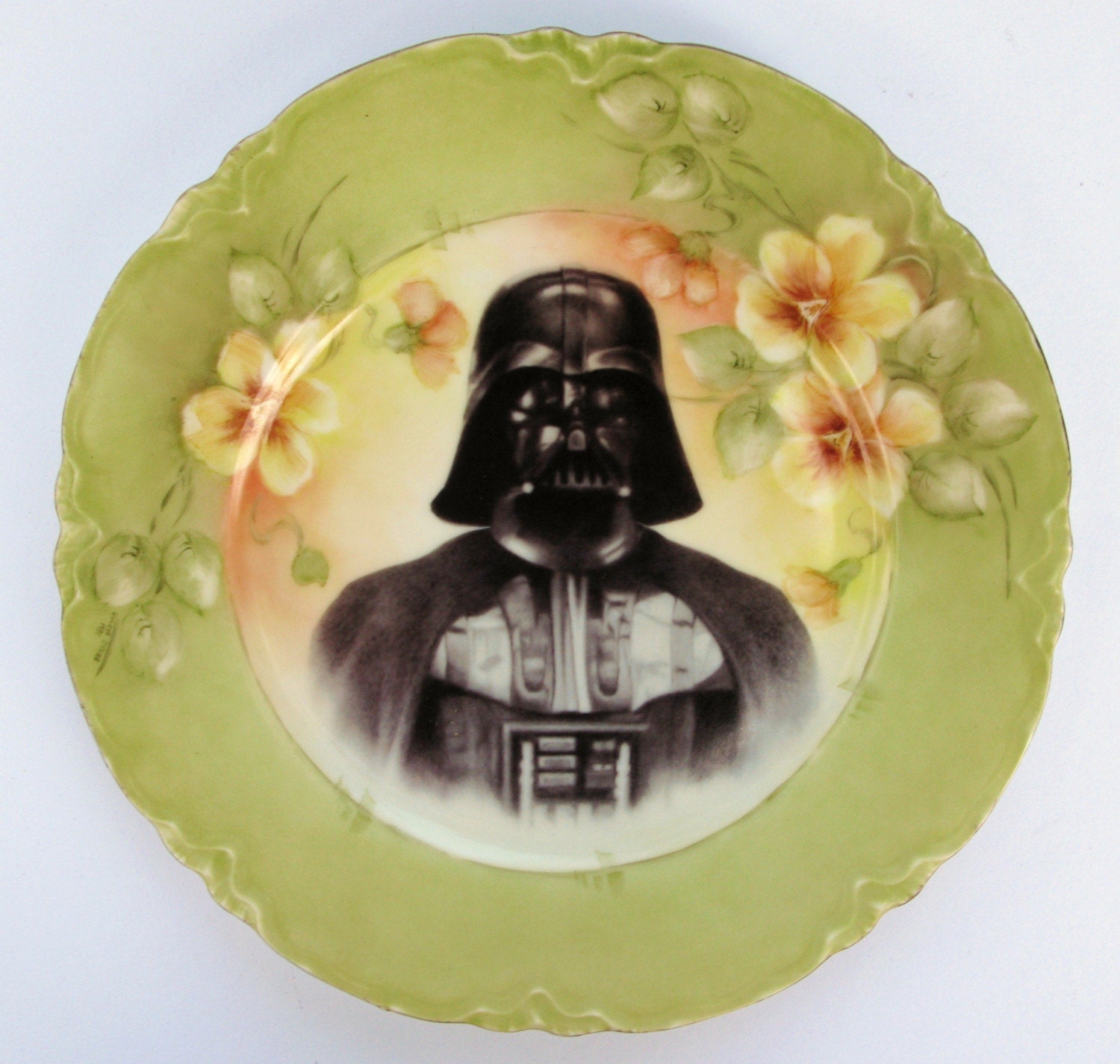 Dark Lord, Darth Vader Portrait Plate - Altered Antique Plate - BeatUpCreations on Etsy