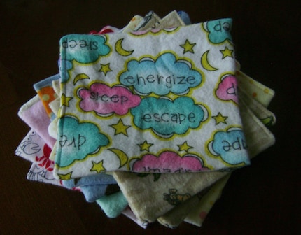 Flannel Baby Wipes -reusable - set of 10