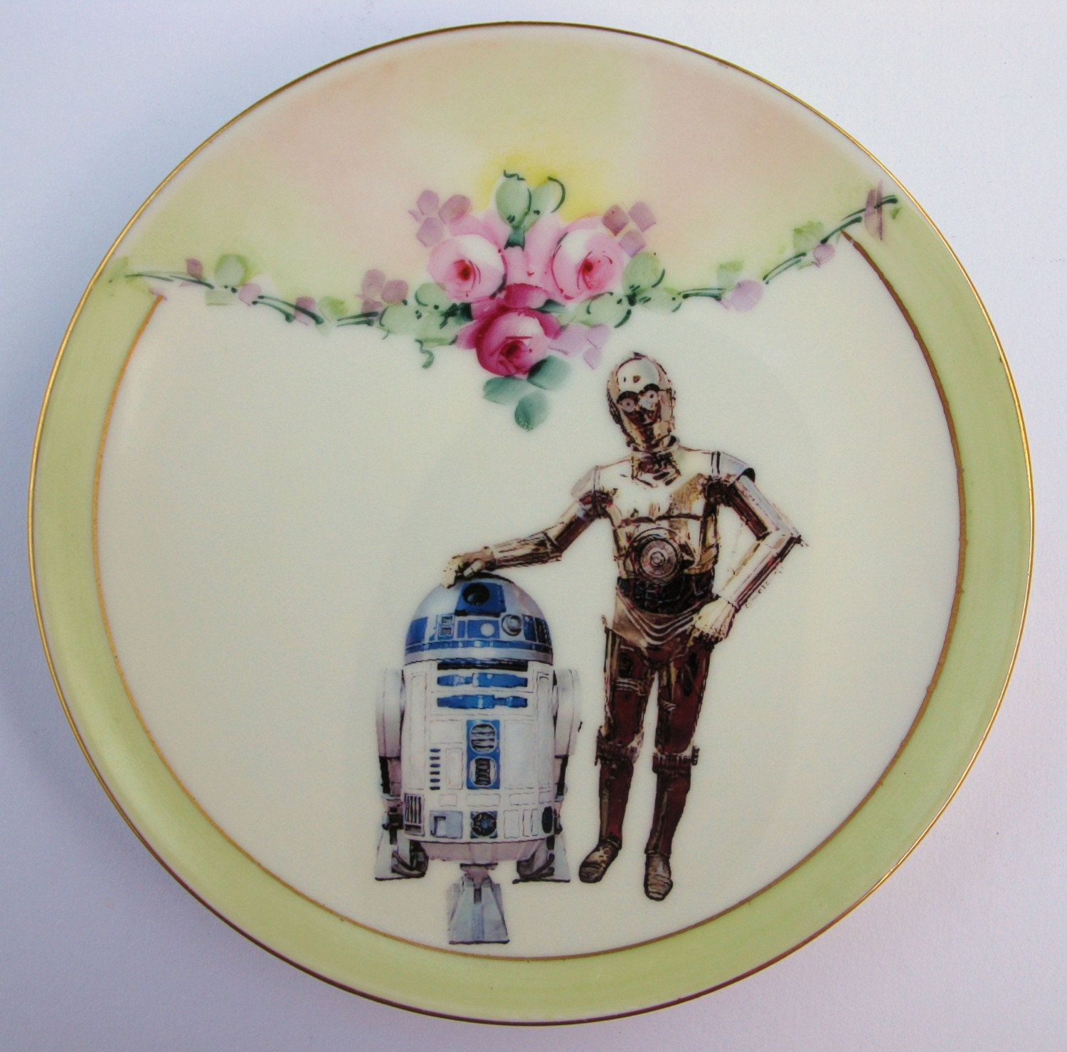 BFF C-3PO and R2-D2 portrait plate - Altered Antique Plate