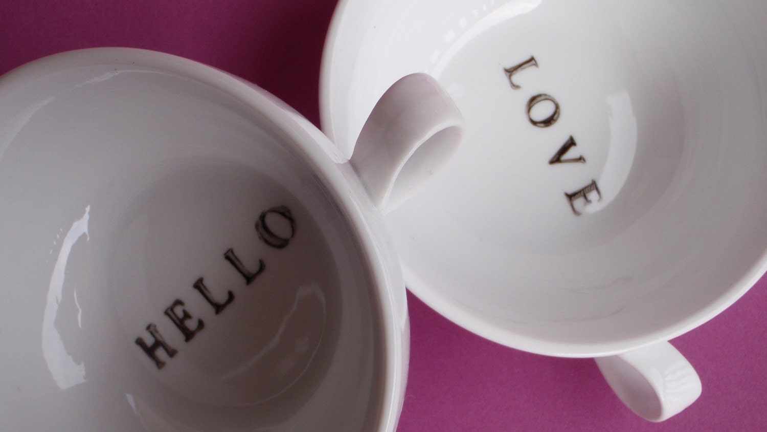 Hand Stamped Cappuccino Cups - Set of 2