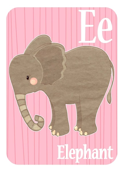 E is for Elephant Limited Edition Animal Alphabet Print