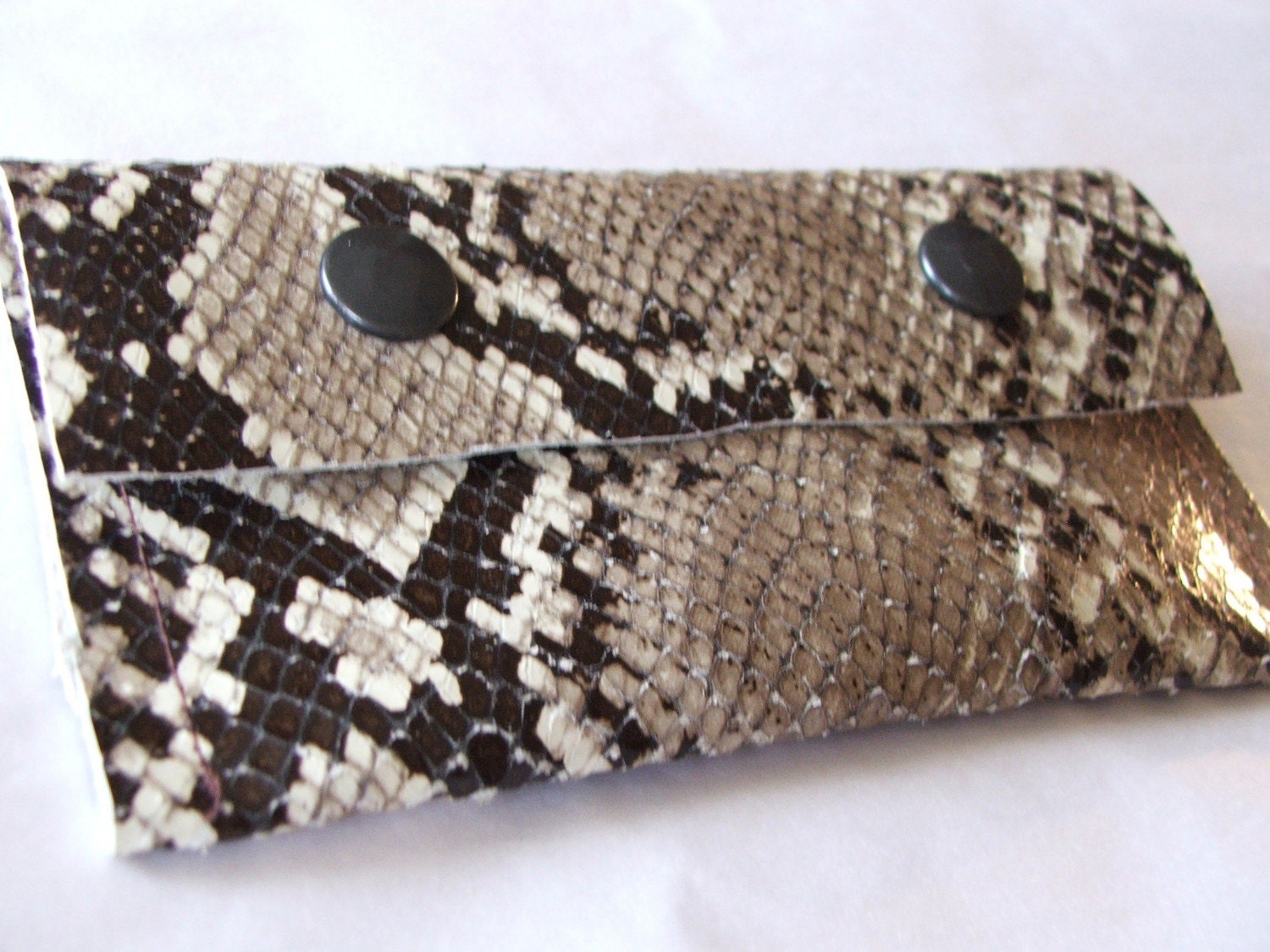 snake effect leather pouch