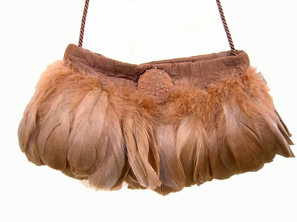 The Feather Evening Bag in Latte