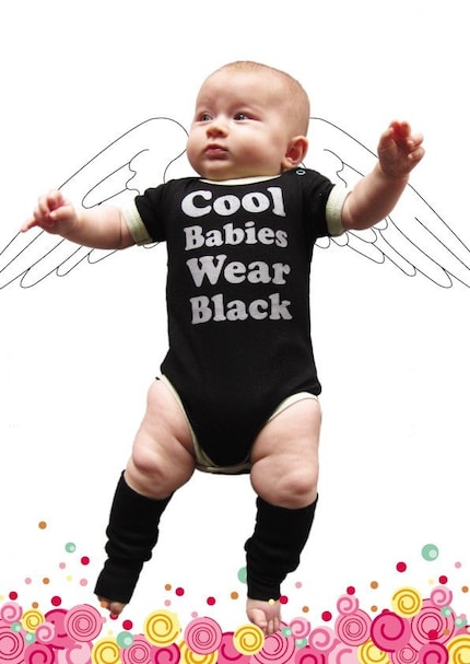 COOL BABIES WEAR BLACK baby bodysuit 3-6M grey on black