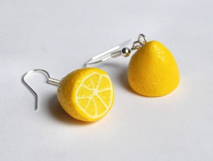 sillychic on Etsy Lemon Halves Lemonade Silver Plated Earrings