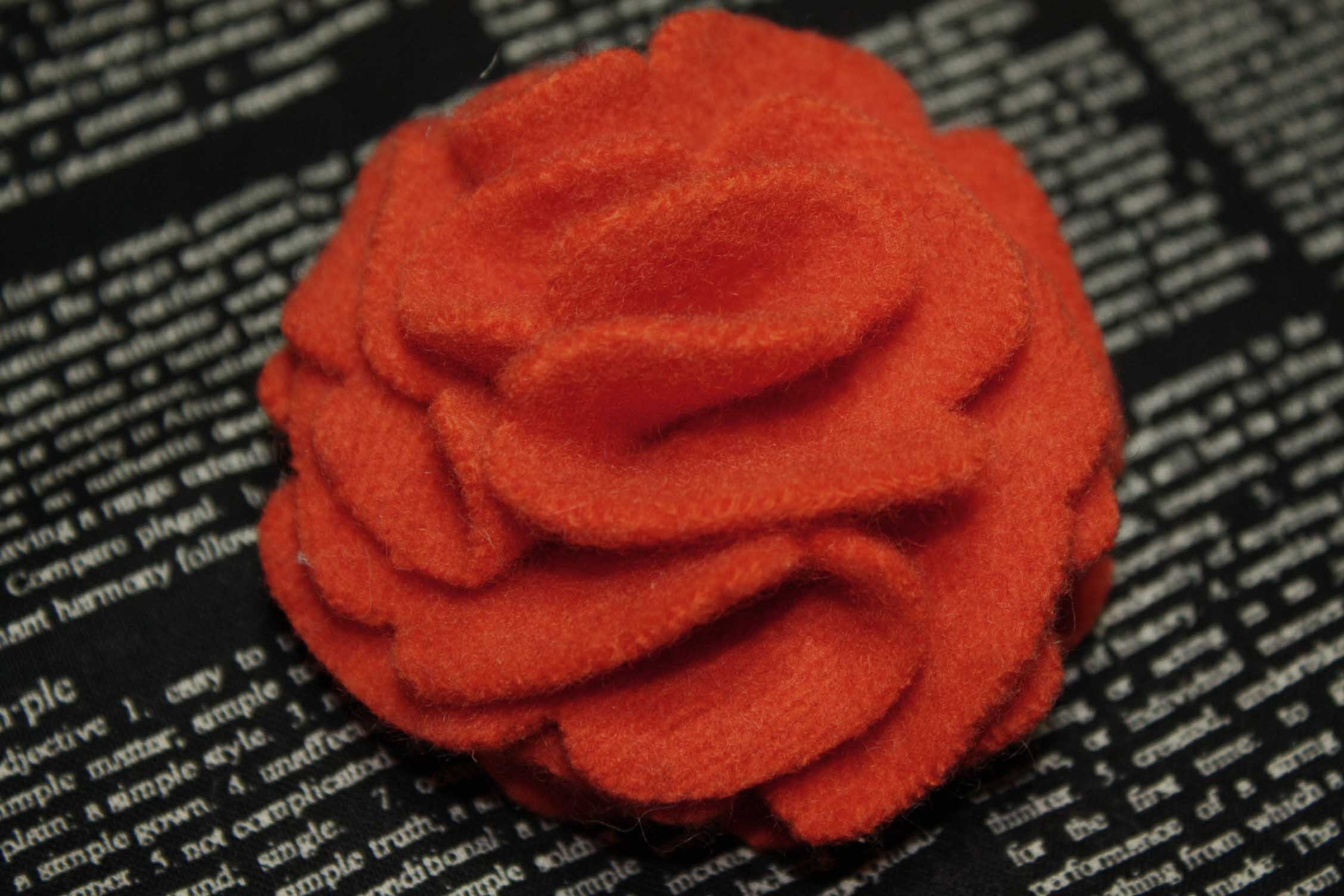 Upcycled Orange Felted Wool Flower Pin, Small