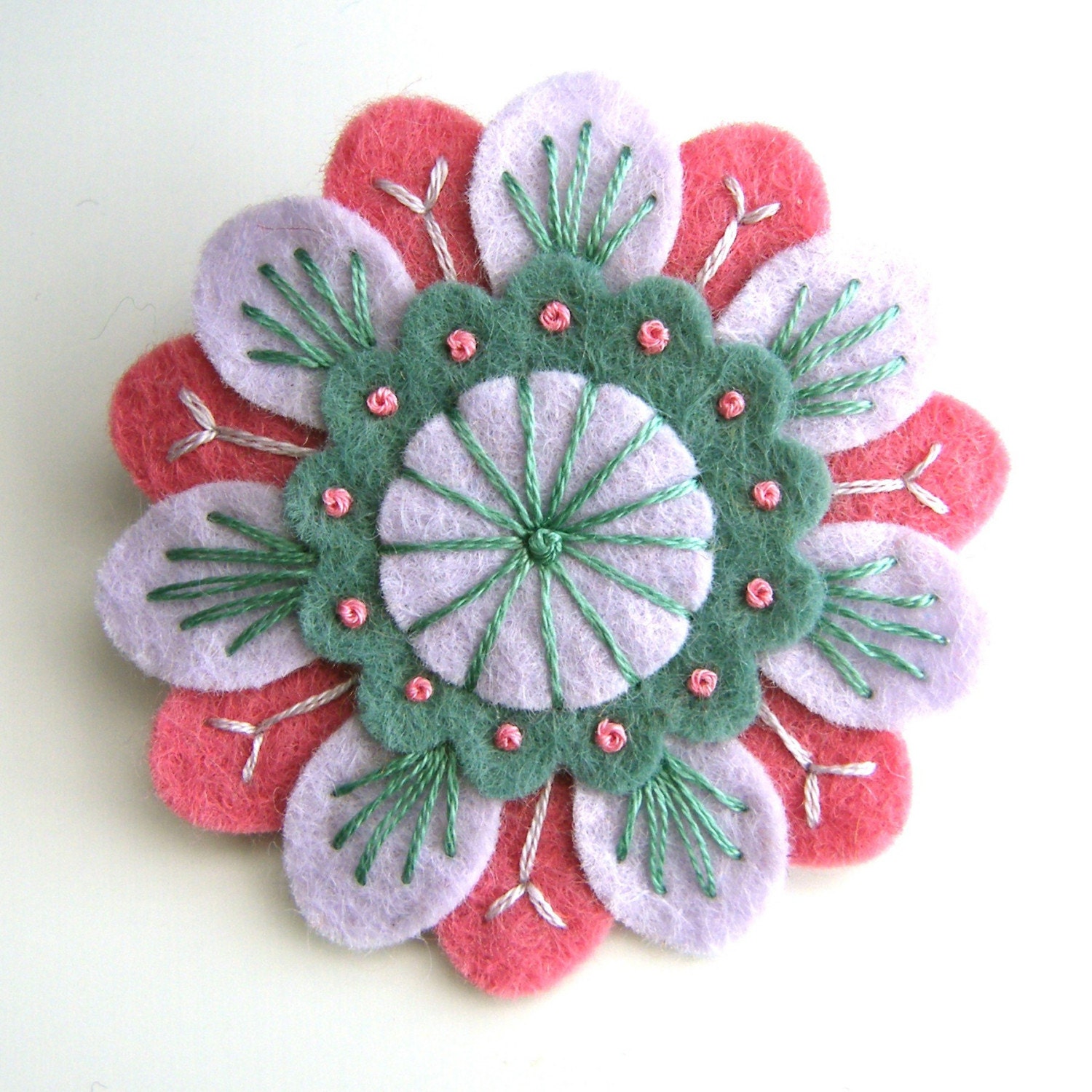 EMBROIDERED FELT ANENOME BROOCH