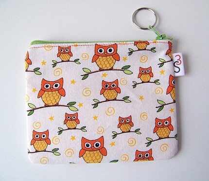 Moda Owl Print Zippered Pouch by SwingStationStudio on Etsy