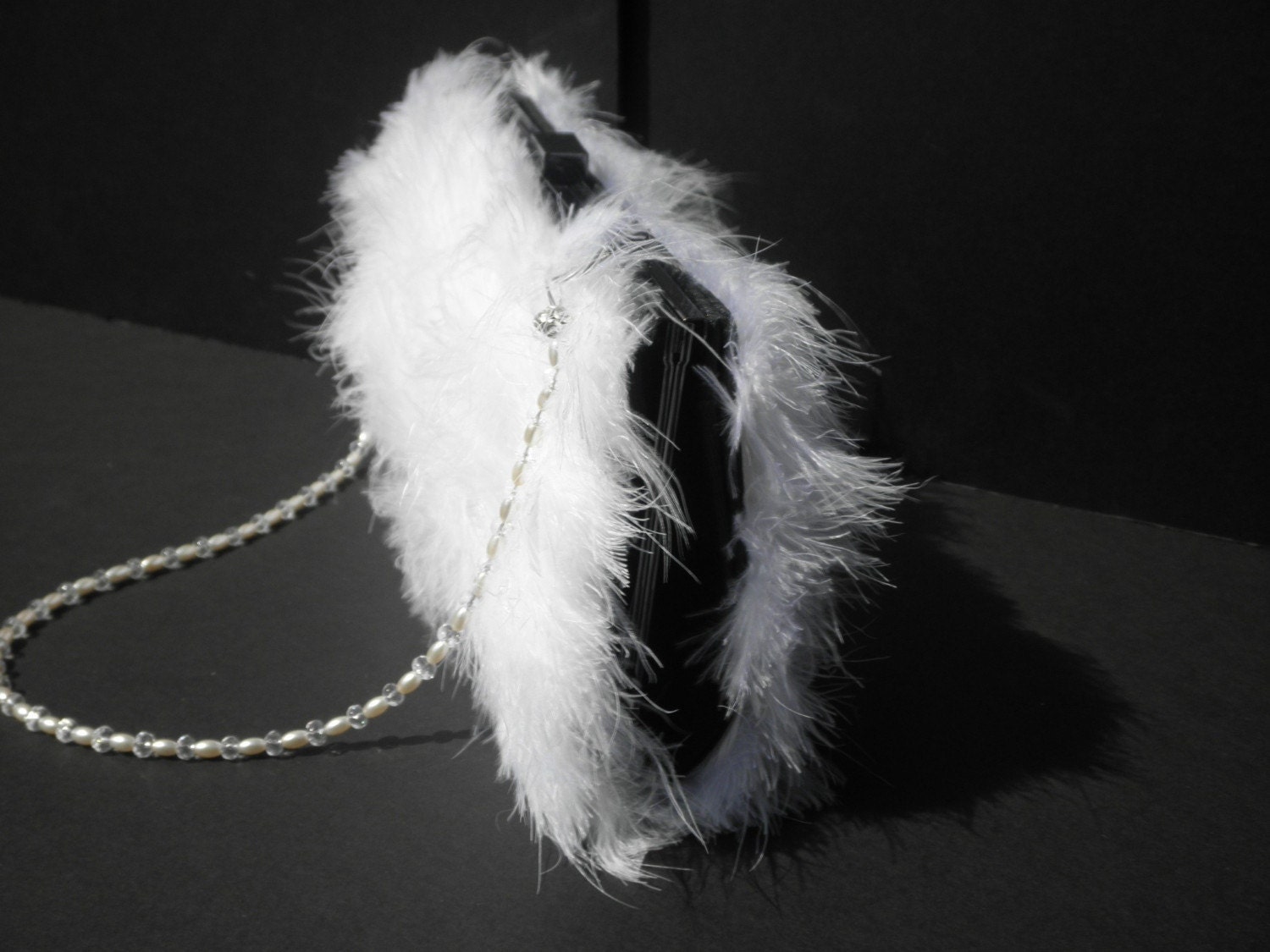 White Feather Purse Evening Bag