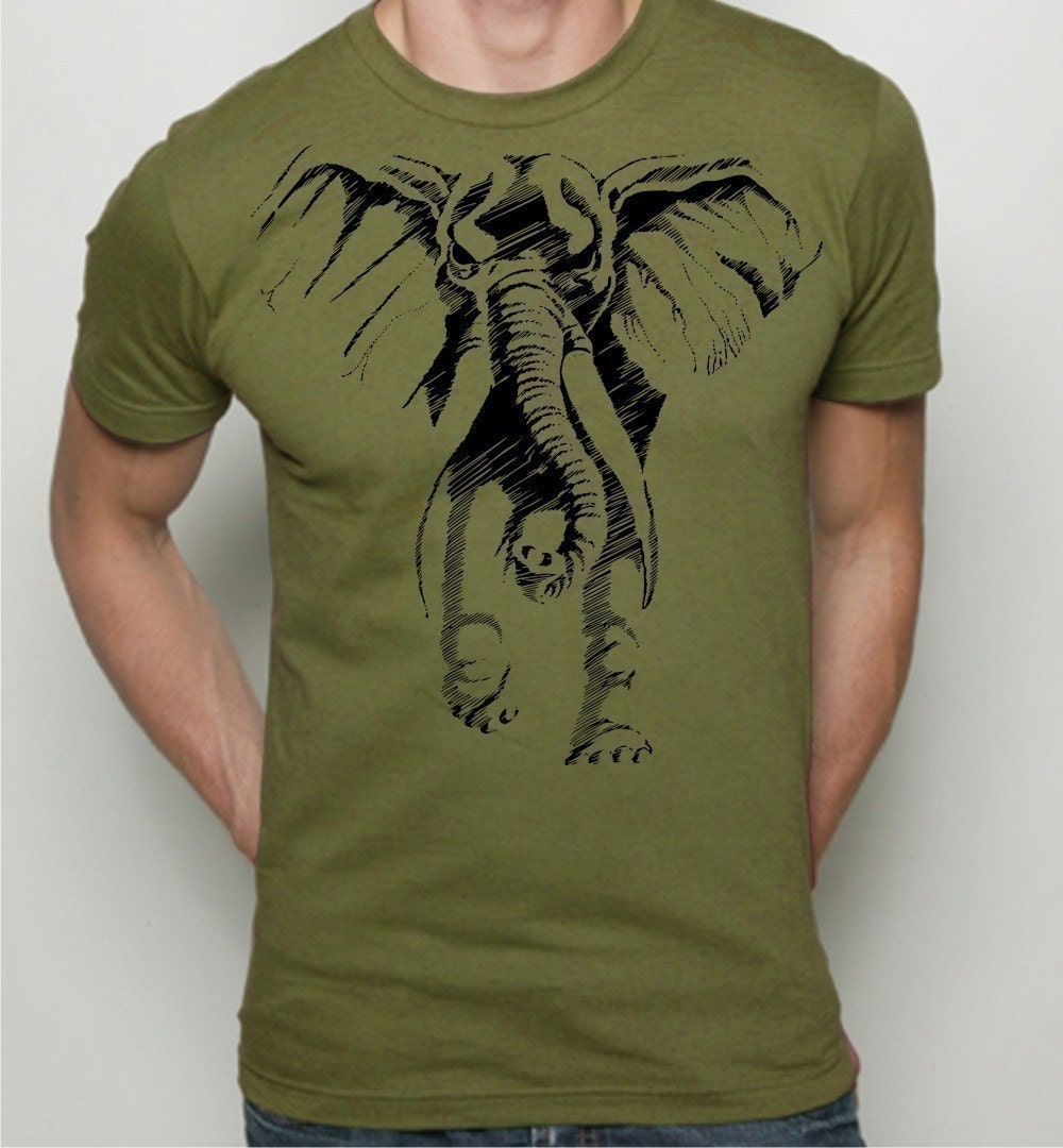 Ghost Elephant on MENS American Apparel tshirt - S,M,L,XL,XXL