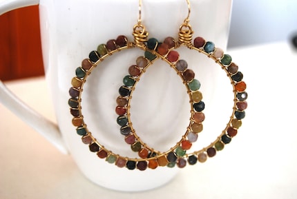 Indian agate wrapped hoops