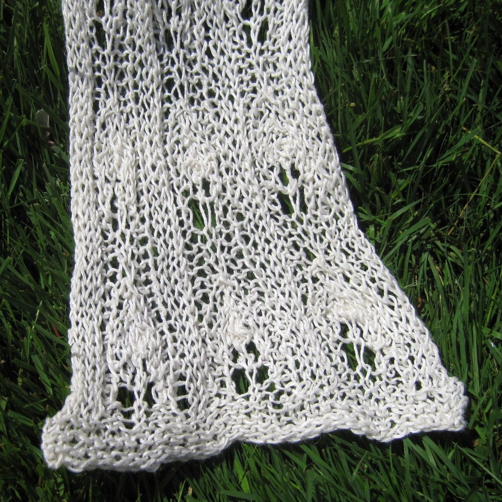 White lace linen scarf
