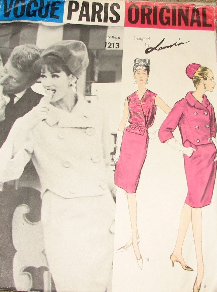 Lanvin Suit and Blouse 1960s Vintage Sewing Pattern VOGUE PARIS ORIGINAL 1213, UNCUT