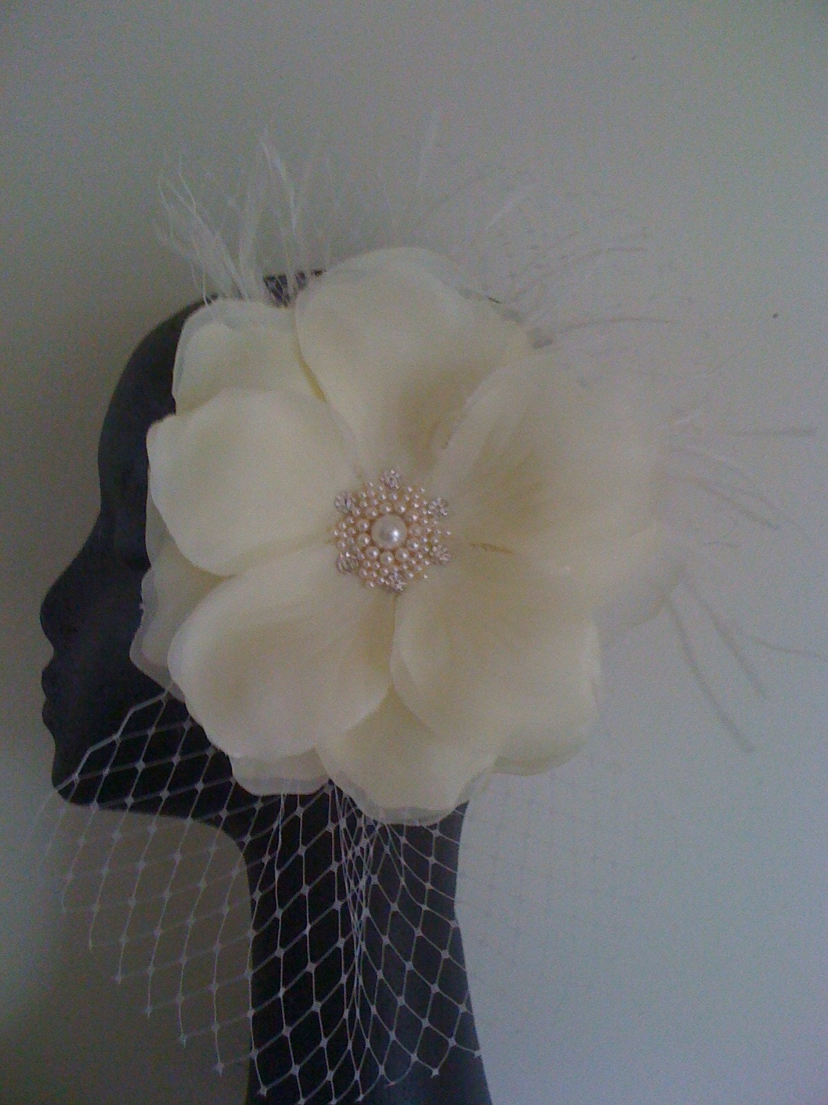 Ivory Flower FascinatorBride Flower Bridal Hair Clip Wedding Custom 
