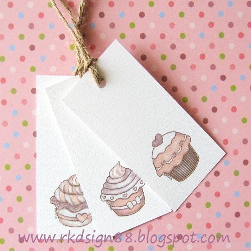 Cupcakes Gift Tags Set - Printable PDF File - Cute Arts