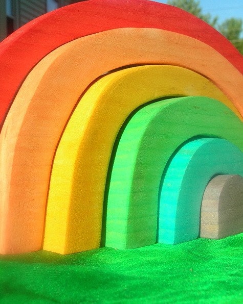 Large Wooden Waldorf Rainbow Stacker Toy
