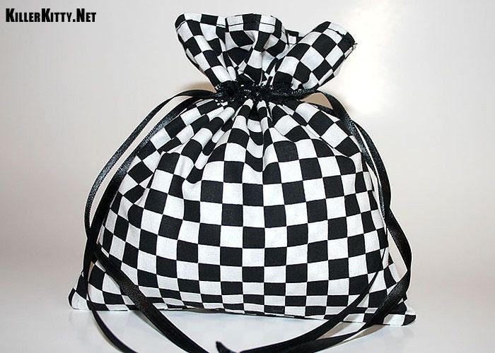 Checker Drawstring Mini Bag