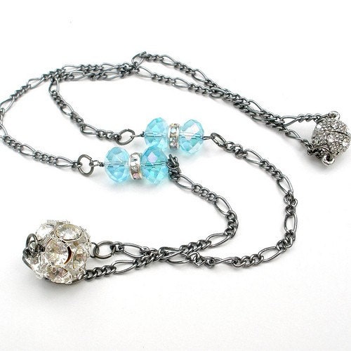  Chain Necklace by plumbpretty necklace wedding jewelry gunmetal gray