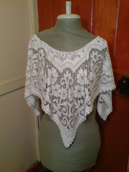 Small Lace Capelet Free Size upcycled  tablecloth Victoriana