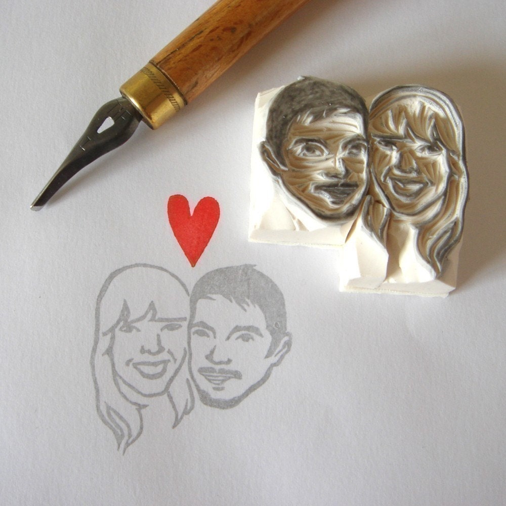 Custom / double face / handcarved rubber stamp