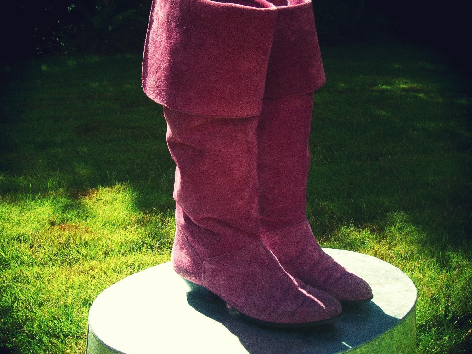 Vtg 1980s Pink Suede Liz Claiborne Boots Sz 7 M