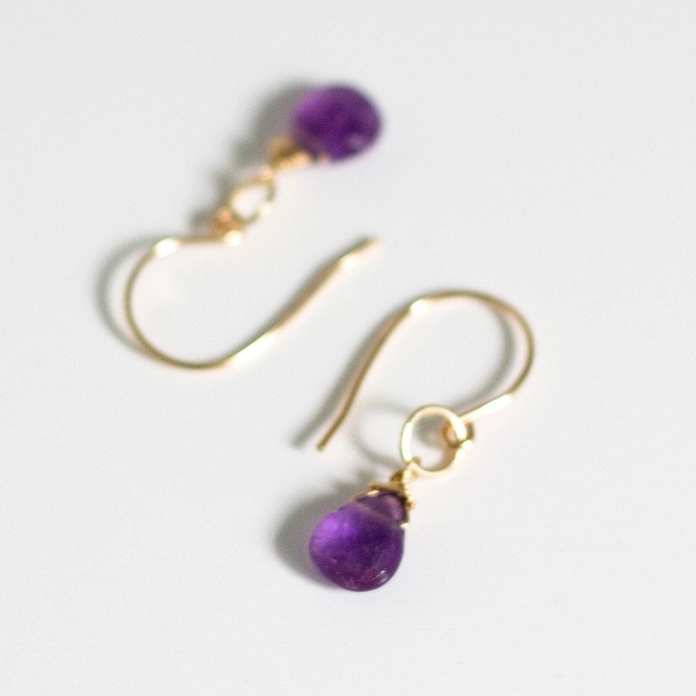 jenny earrings     . purple amethyst . 14kt GF  .