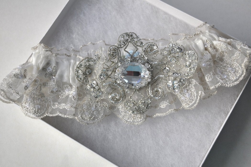 Diamond White Magnificence by GarterLady Jeweled Garter for Bride's Wedding