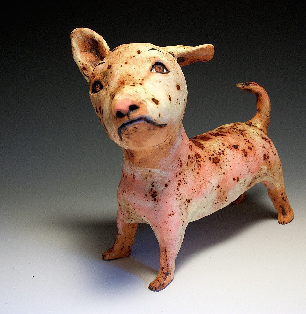 Red - Original Ceramic Dog by Jenny Mendes