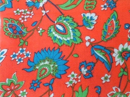 BRIGHT print PAISLEY fabric 4 yards Acrylic or Cotton blend very bright BRITE