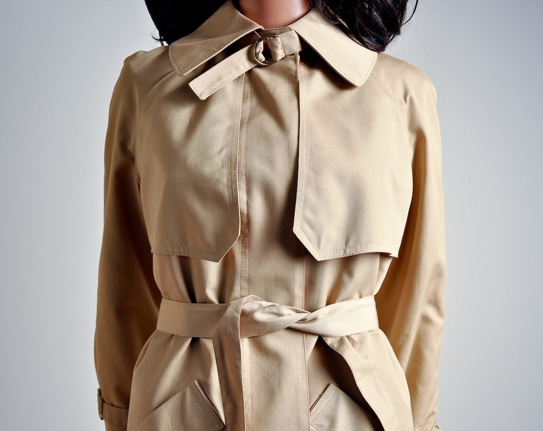 story book vintage tan canvas trench coat s m