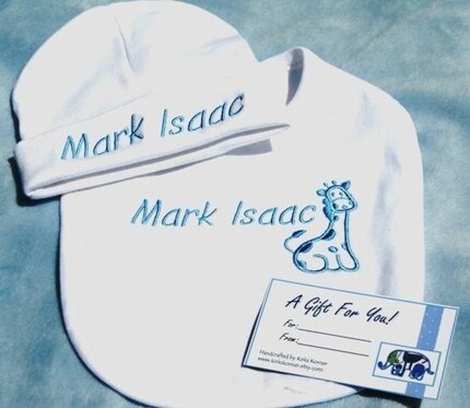 Personalized Set - Bib and Infant Hat