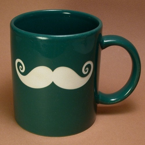 Reclaimed Left-Handed Mustache Mug - Pine Green