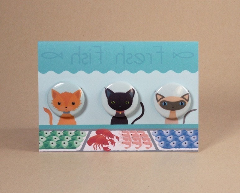 Fish Shop Window Gift Card featuring Cat Badges