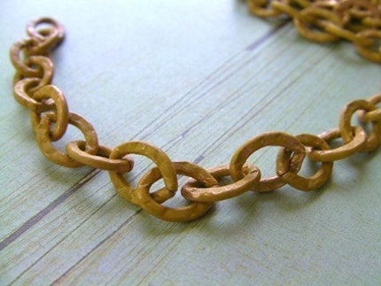 Saffron Patina Textured Copper Chain - Large Link