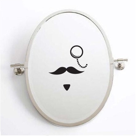 015 - Vinyl Wall Decal Art Sticker - Mustache Mirror
