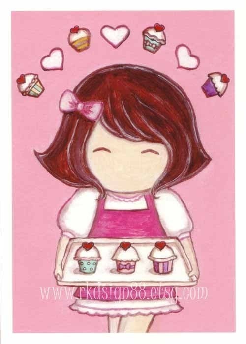 She loves cupcakes - Cute Arts