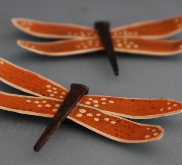 Orange Metal Dragonfly Magnets - Free Shipping