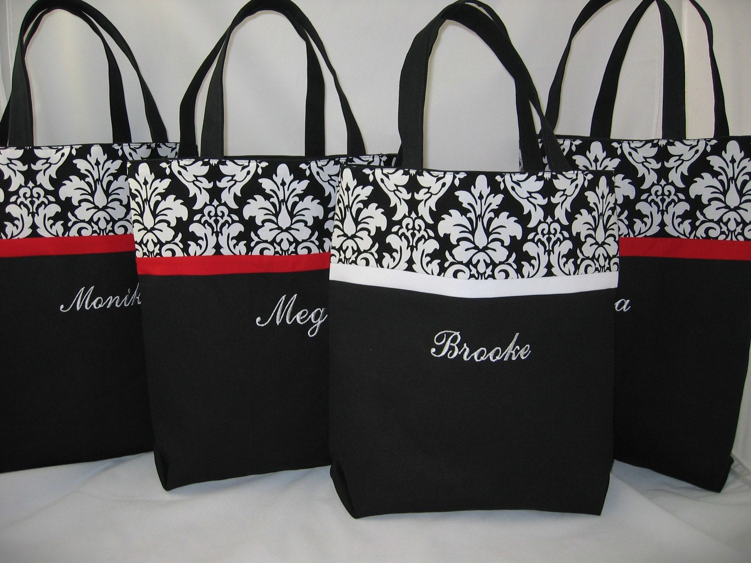 Chic Black and White Damask Tote - Personalized