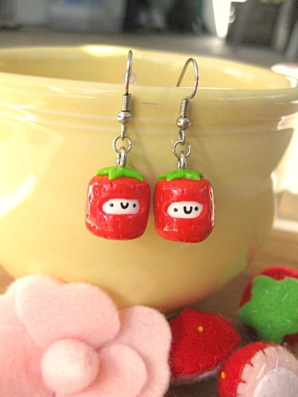 Mini Strawberry Marshmallow Earrings