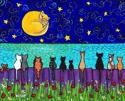Full Moon Cats - Print