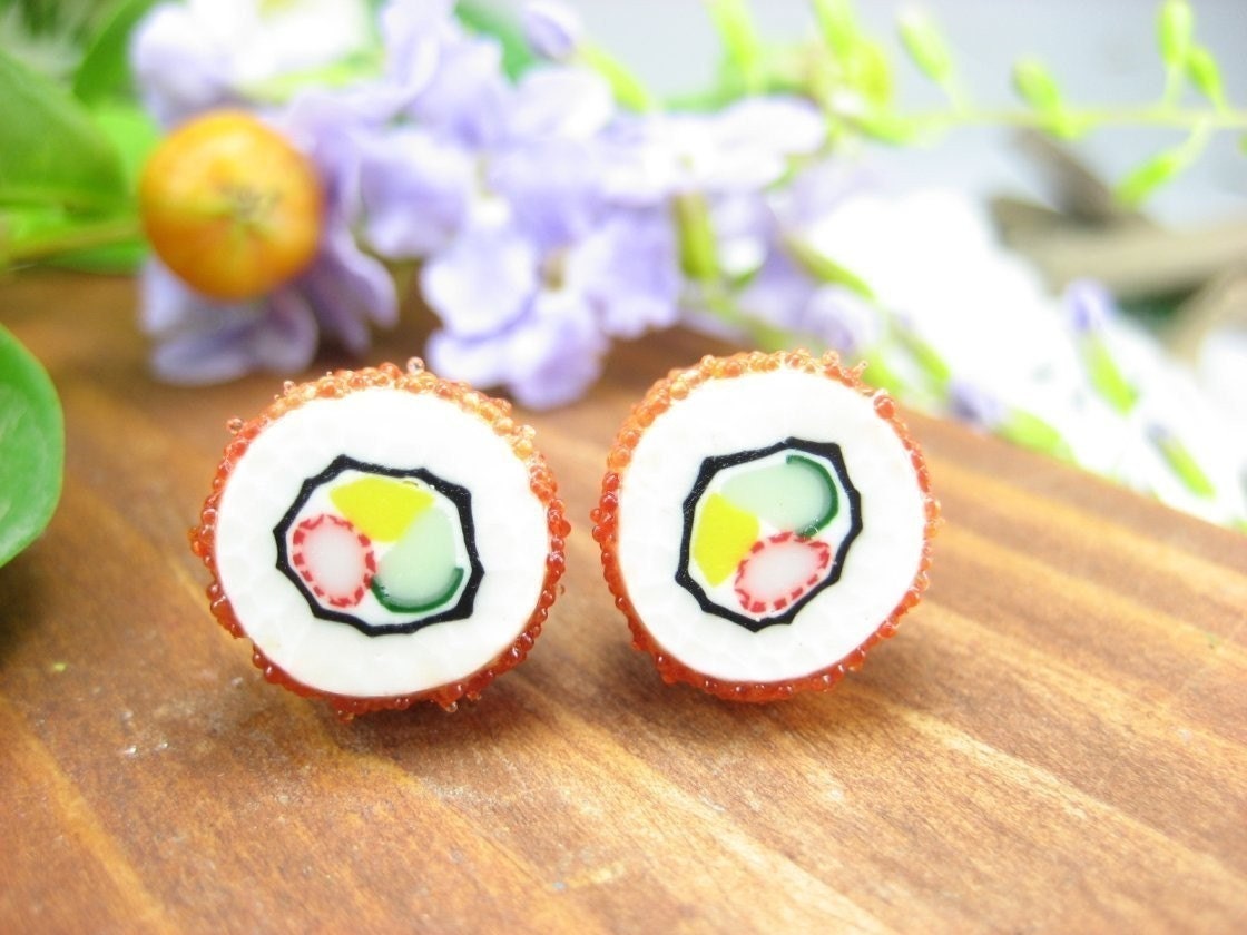 California Maki Sushi Stud Earrings