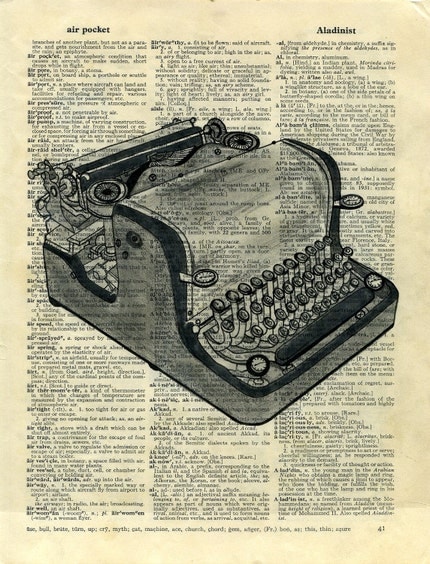 Vintage Typewriter Print from Pencil/Ink Drawing