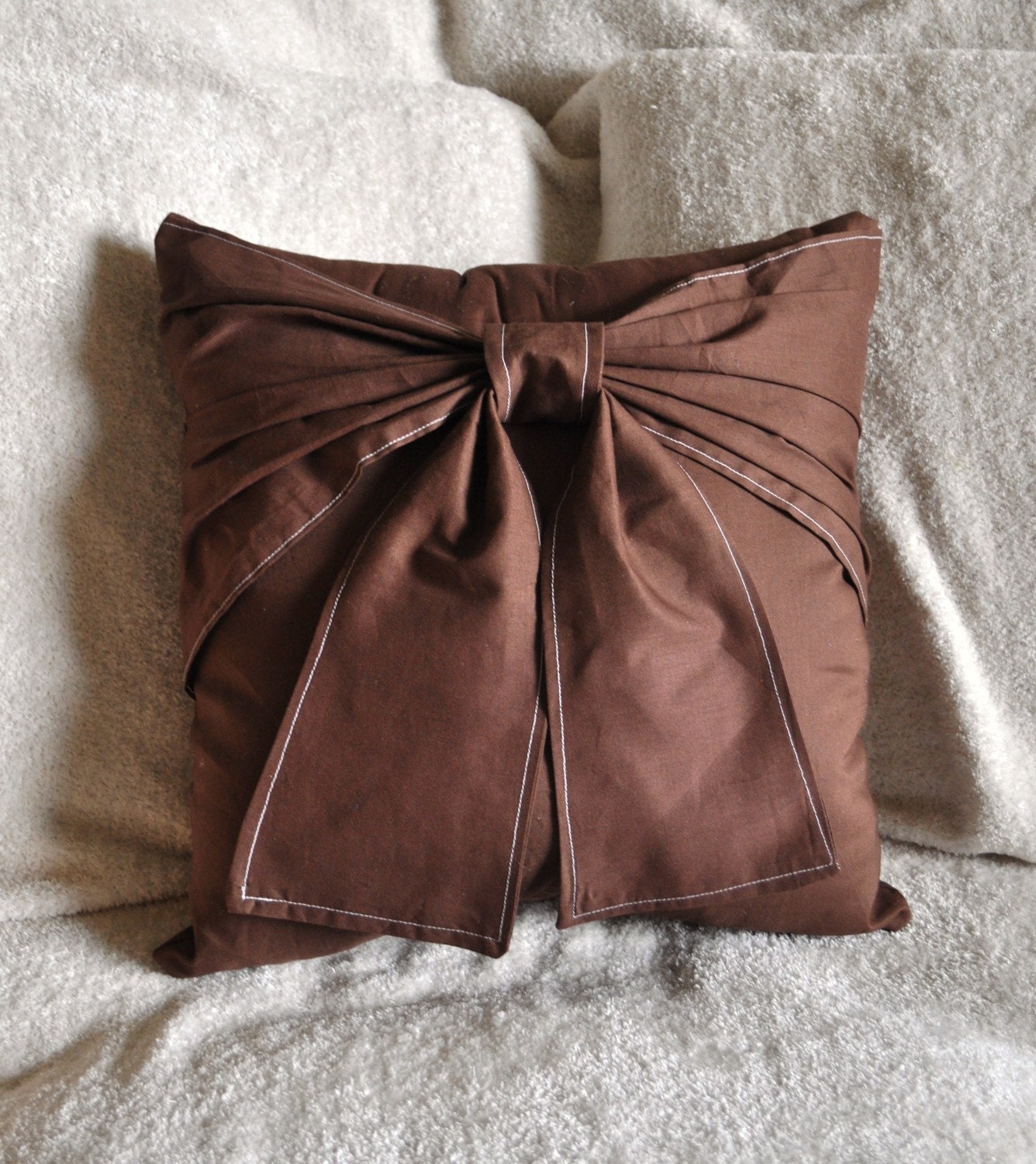 Chocolate Brown Big Bow Pillow