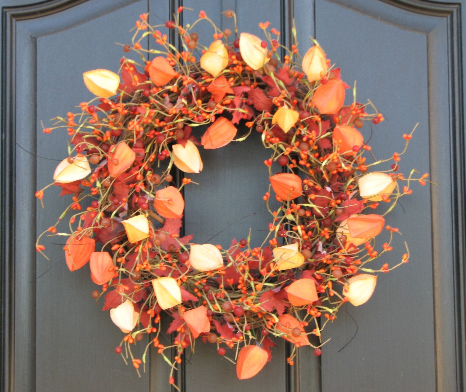 Chinese Lanterns, Gems and Berries Wreath
