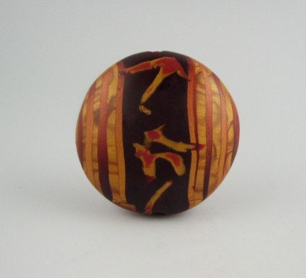 Polymer Clay Bead, Reversible, Copper, Deep Red, Gold  Falling Leaves - BAO Item of the Week