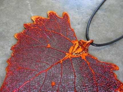 Real Cottonwood Leaf Pendant - Copper