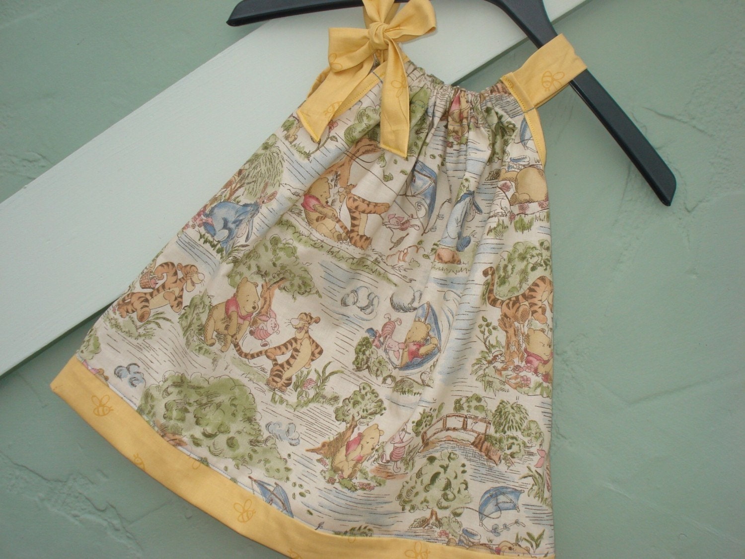 NEW for spring 2010...WINNIE THE POOH and freinds inspired BOUTIQUE spring/summer pillowcase dress with FREE matching ruffle socks