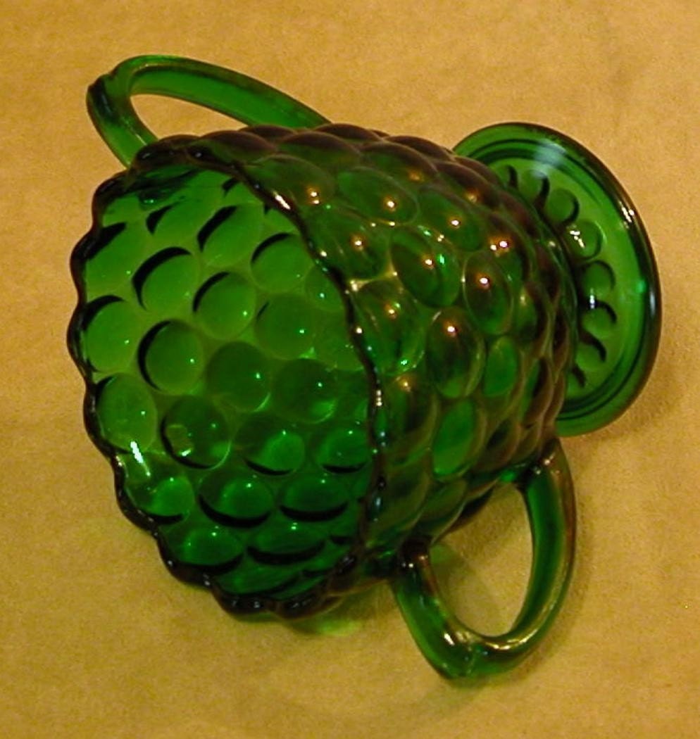 Forest Green Bubble Sugar Bowl by Anchor Hocking Glass Company